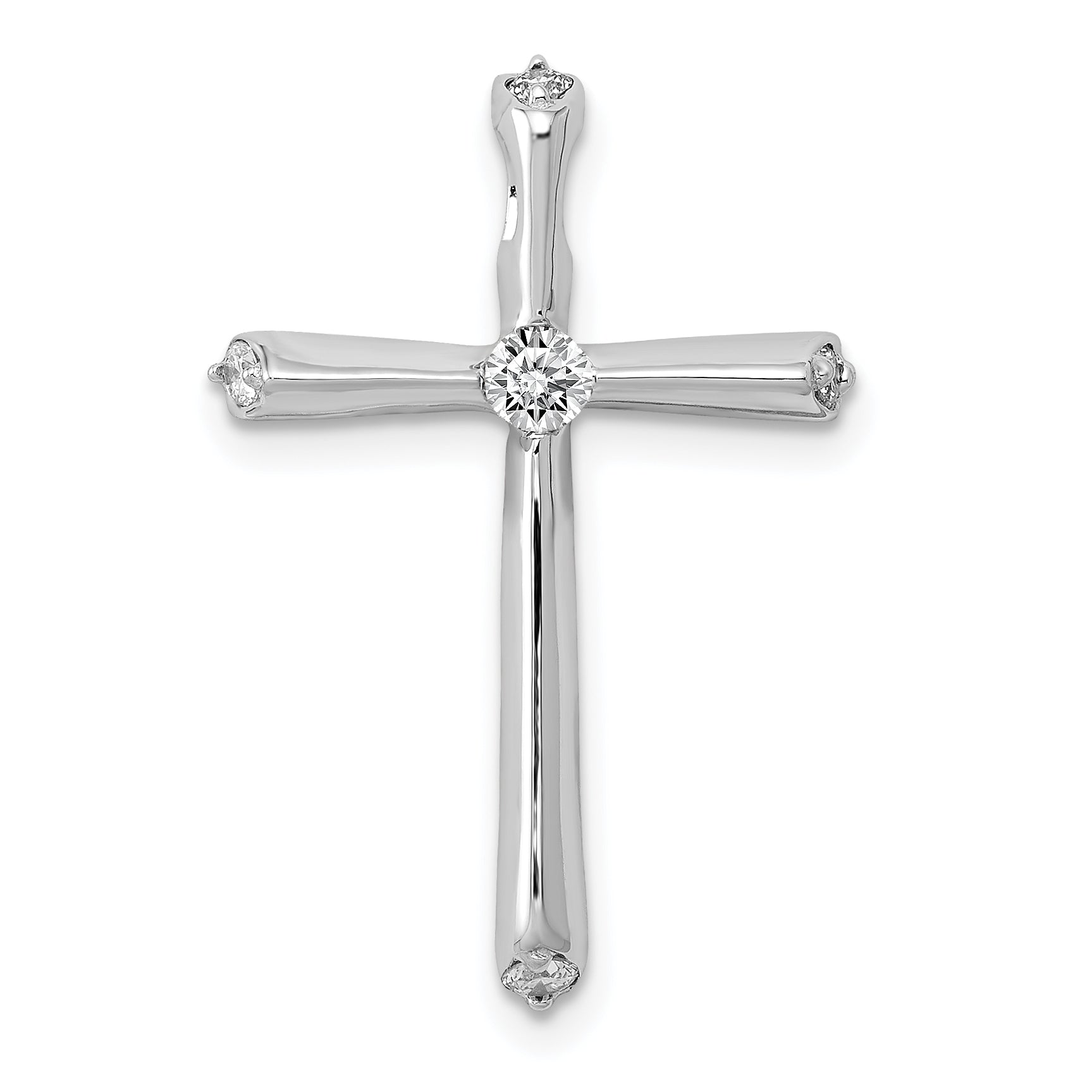 14k White Gold 1/5ct. Diamond Cross Chain Slide