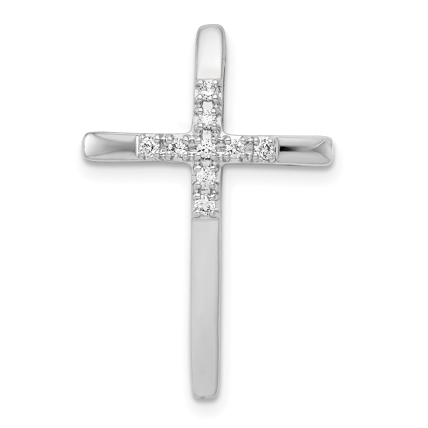 14k White Gold 1/10ct. Diamond Cross Chain Slide