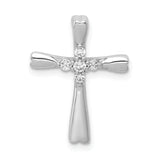 14k White Gold 1/6ct. 5-Stone Diamond Cross Chain Slide
