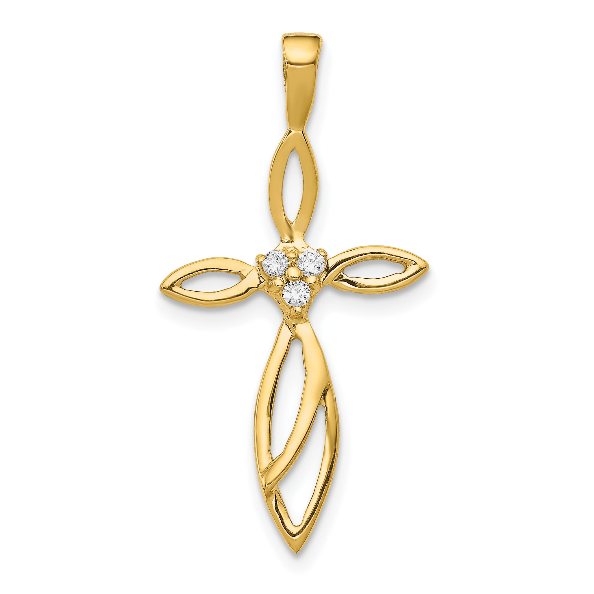 14k AA Diamond Cross Pendant