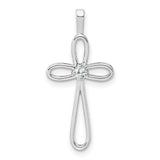 14k White Gold AA Diamond Cross Pendant