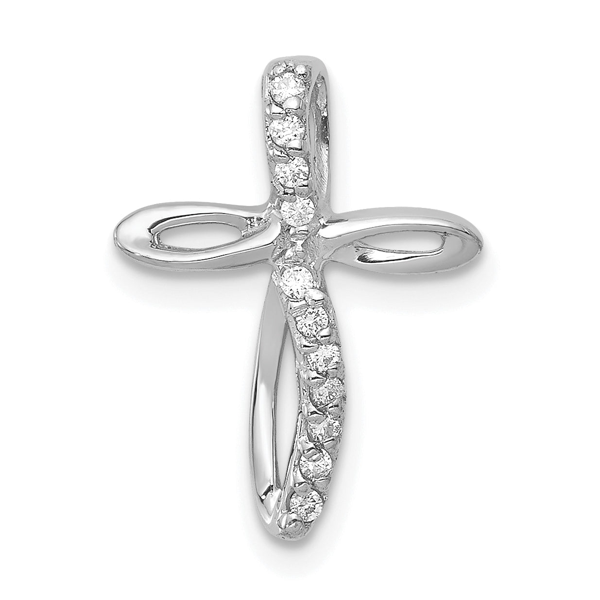 14k White Gold AA Diamond Cross Pendant