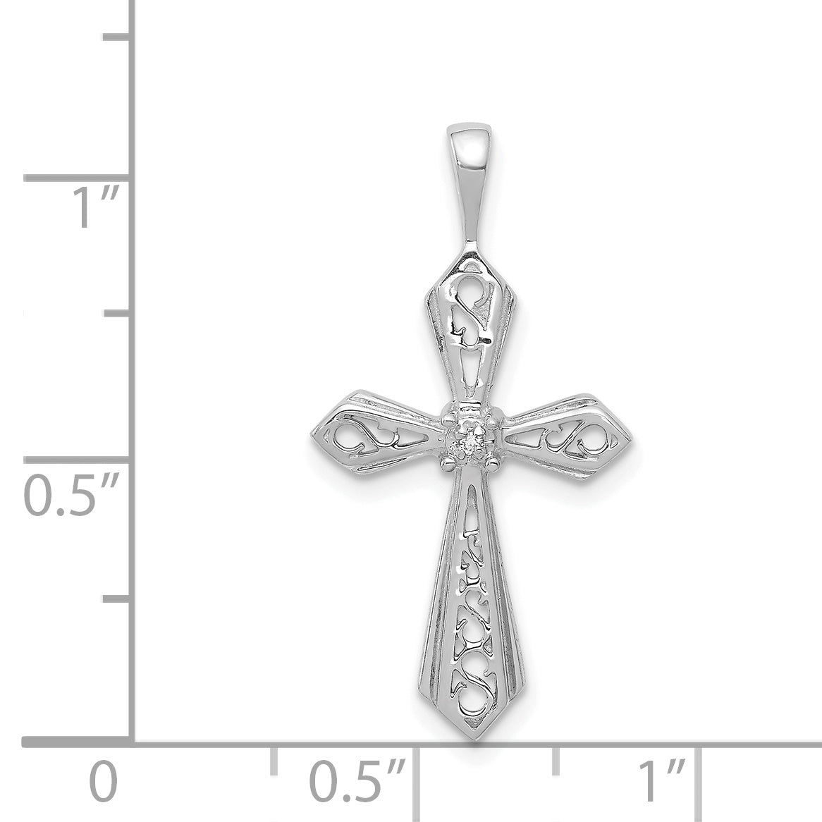 14k White Gold AA Diamond Passion Cross Pendant