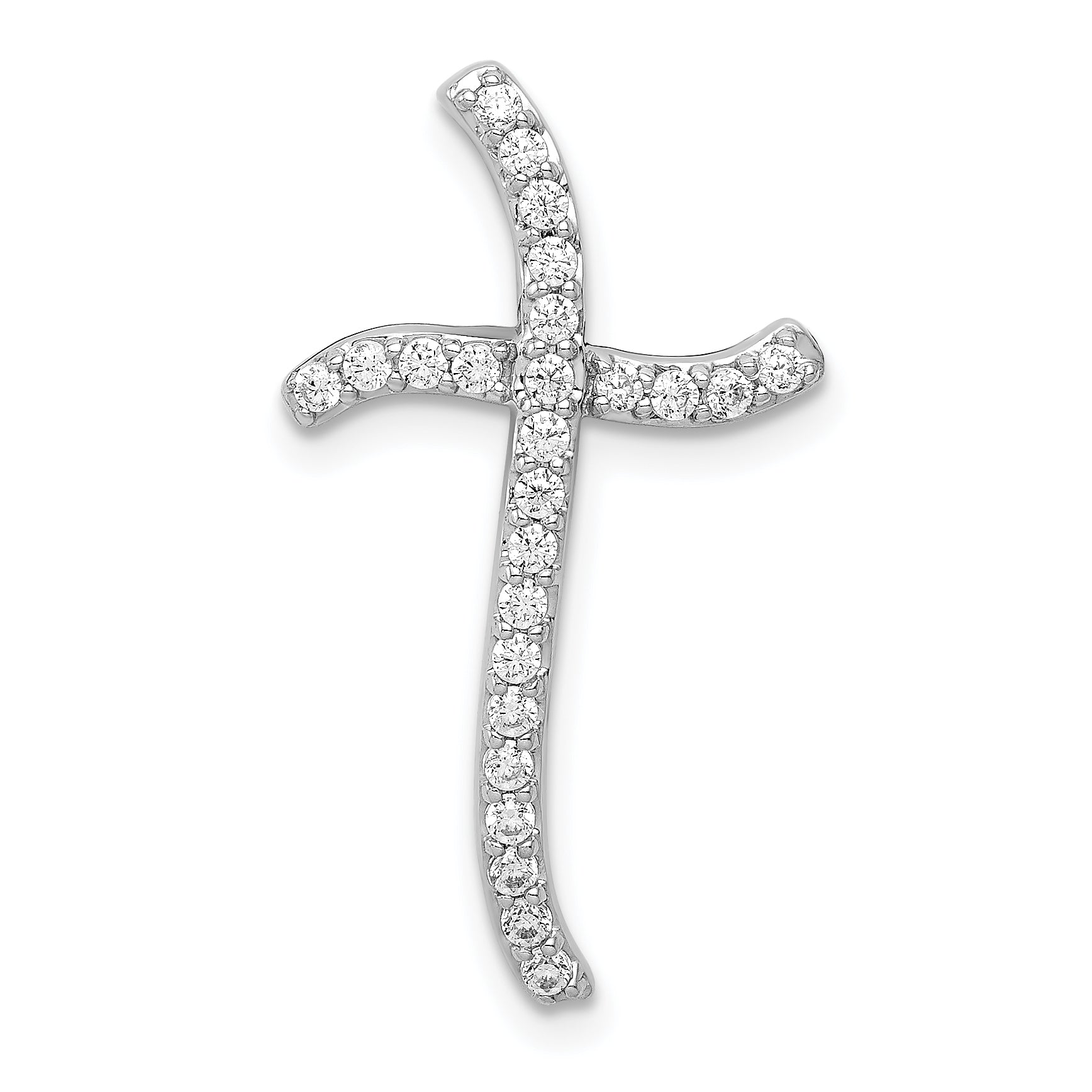 14k White Gold 1/4ct. Diamond Cross Chain Slide