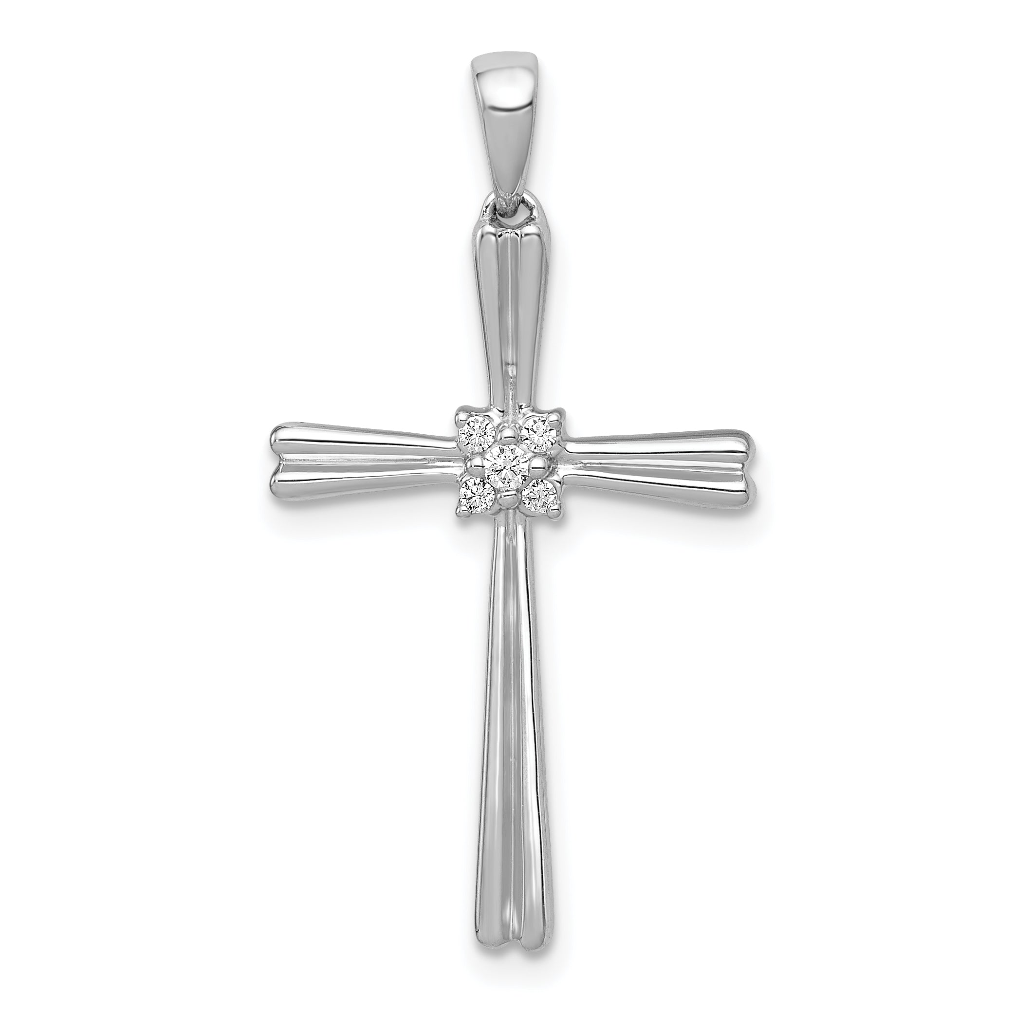 14k White Gold 1/20ct. Diamond Cross Pendant