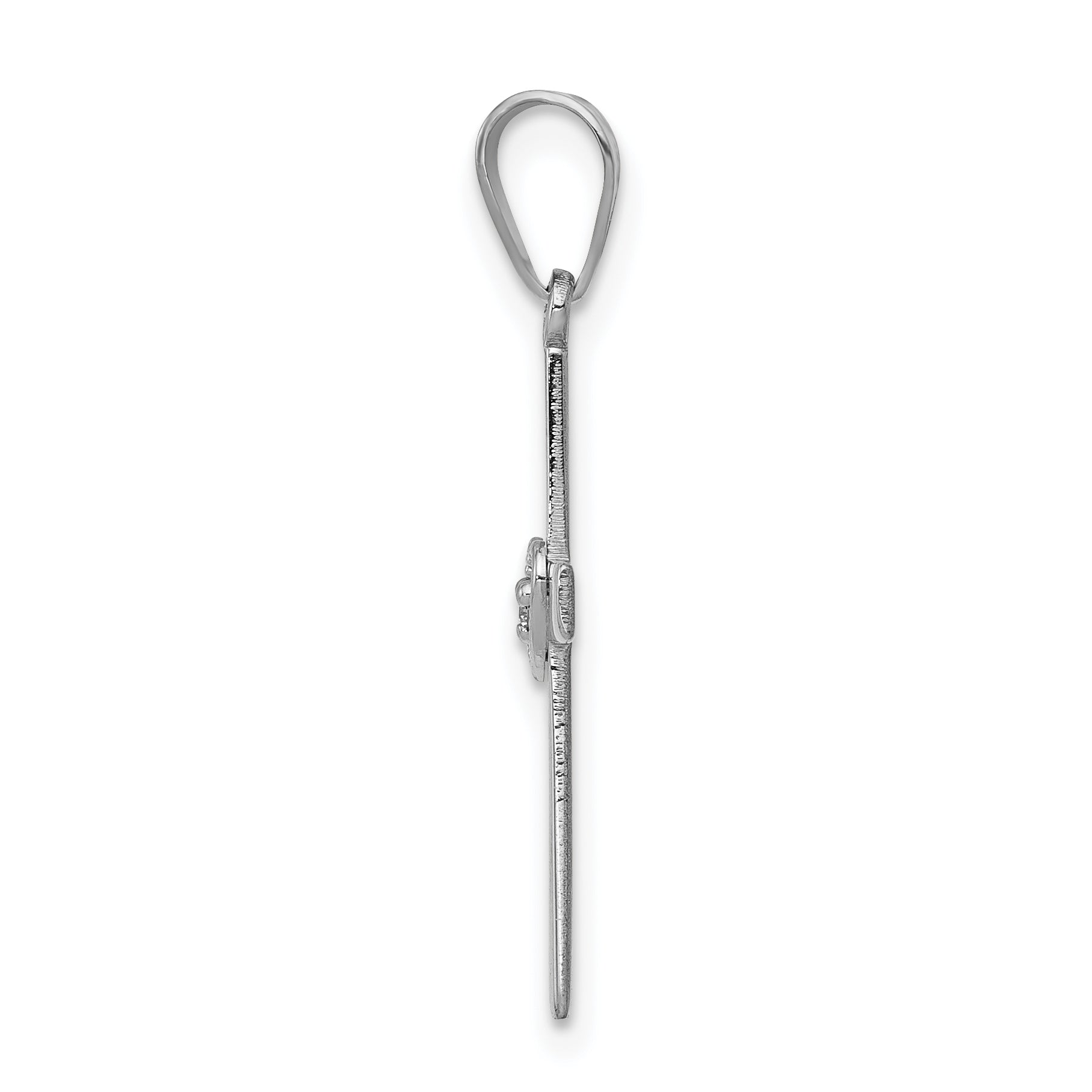 14k White Gold .01ct Diamond Heart Cross Pendant