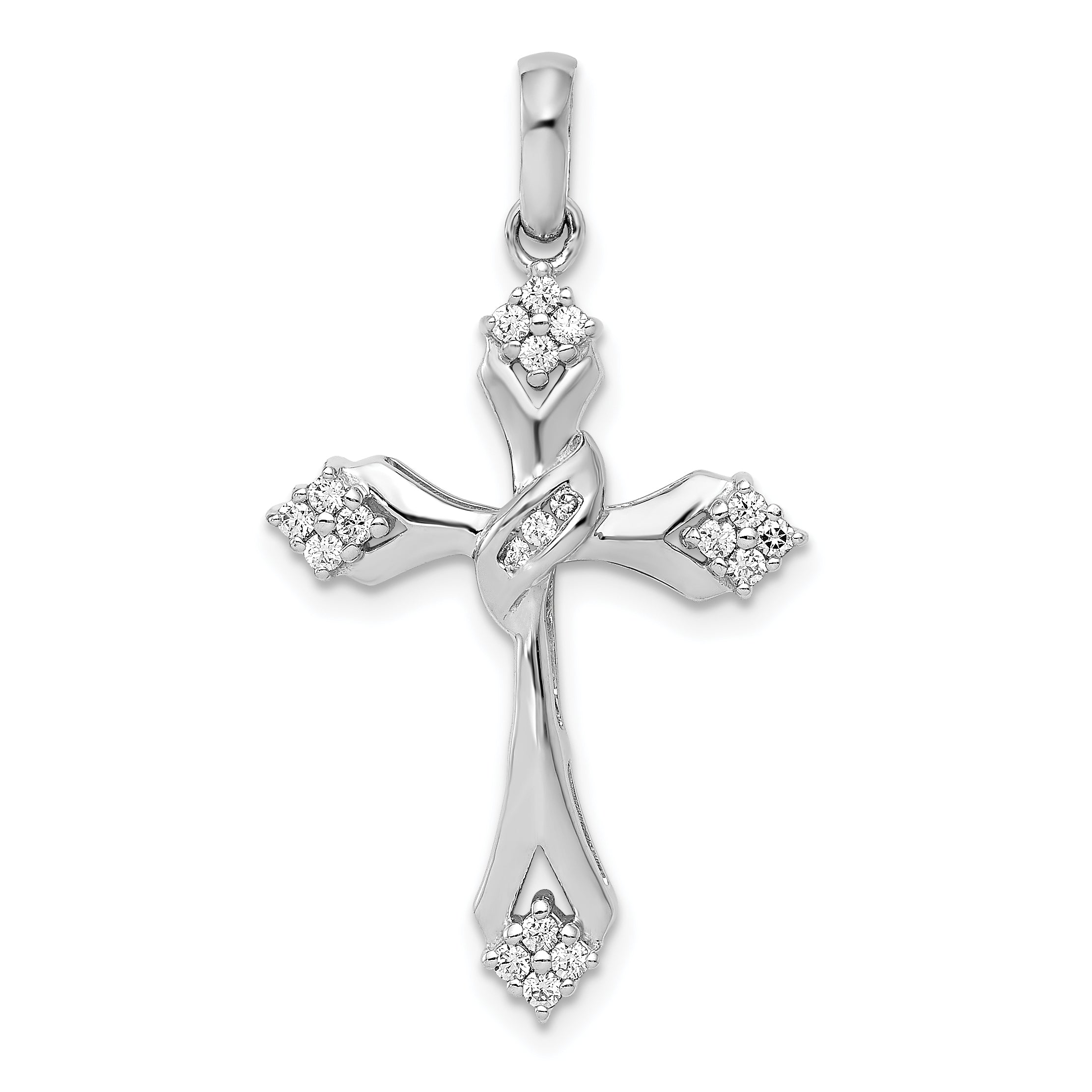 14k White Gold 1/5ct. Diamond Cross Pendant