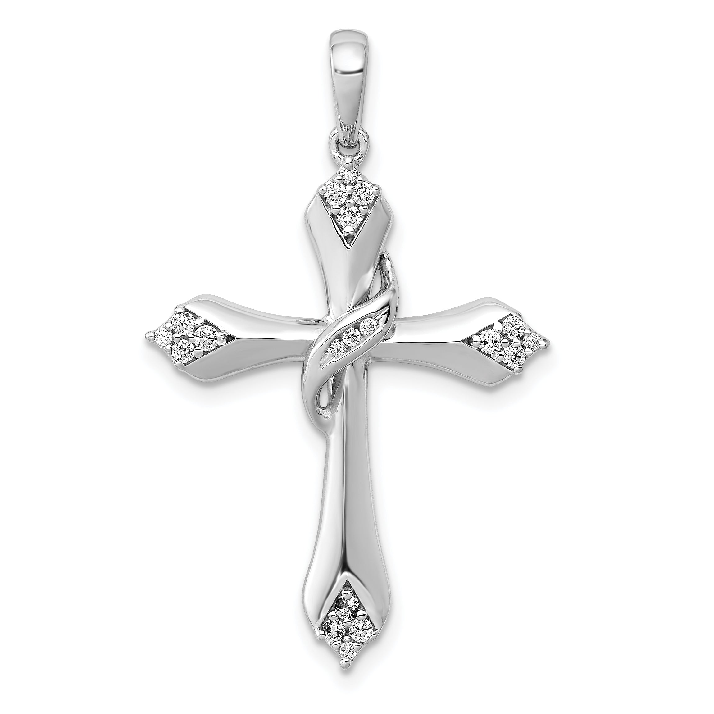 14k White Gold 1/6ct. Diamond Cross Pendant
