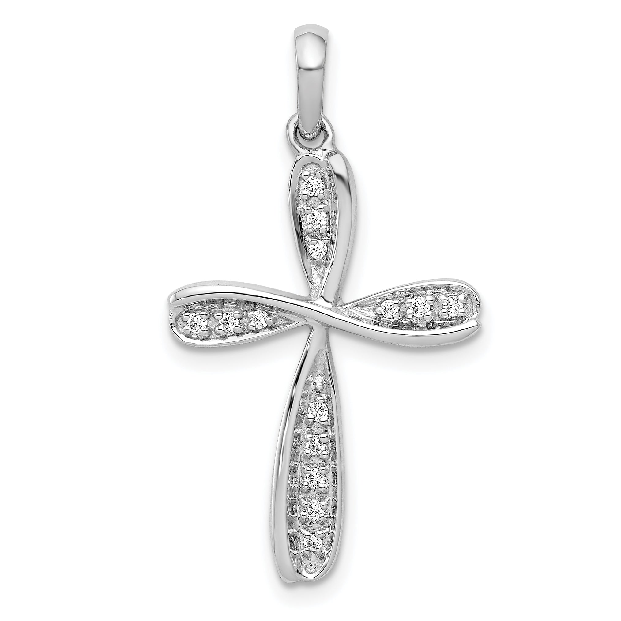 14k White Gold 1/15ct. Diamond Cross Pendant