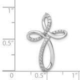 14k White Gold 1/6ct. Diamond Cross Chain Slide