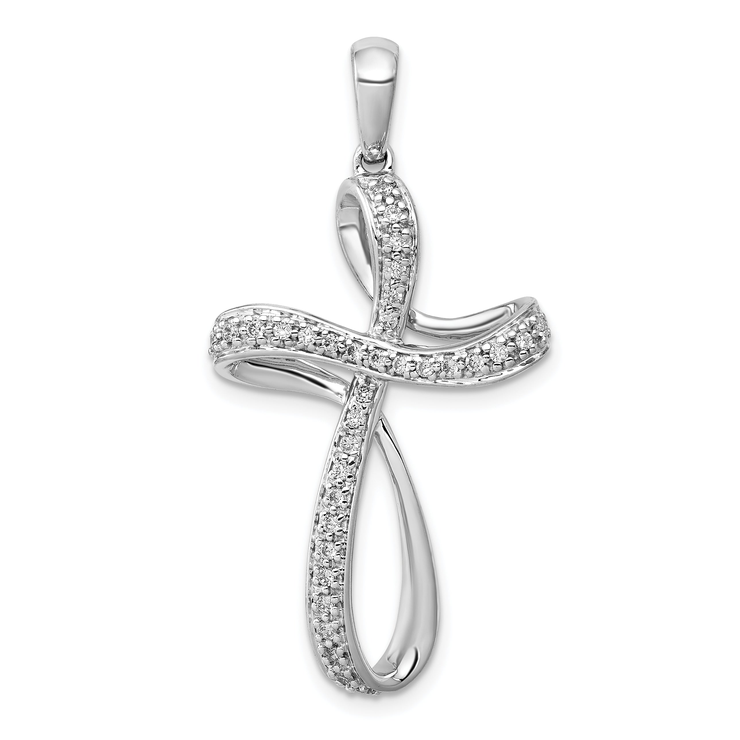 14k White Gold 1/5ct. Diamond Cross Pendant