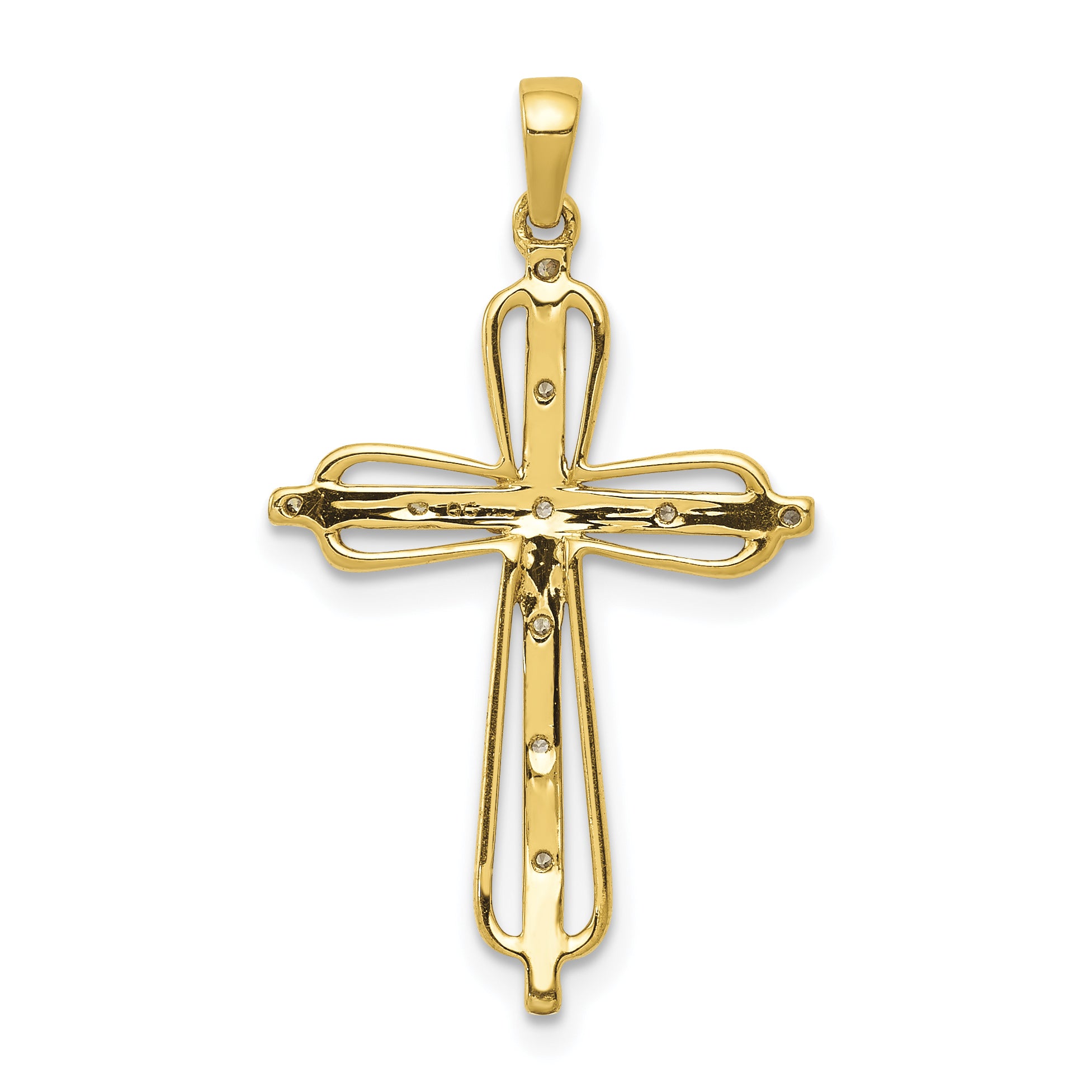 14k & Rhodium .03ct. Diamond Cross Pendant