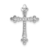 14k White Gold 1/4ct. Diamond Budded Cross Chain Slide