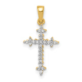14k and Rhodium 1/10ct. Diamond Fleur de Lis Cross Pendant