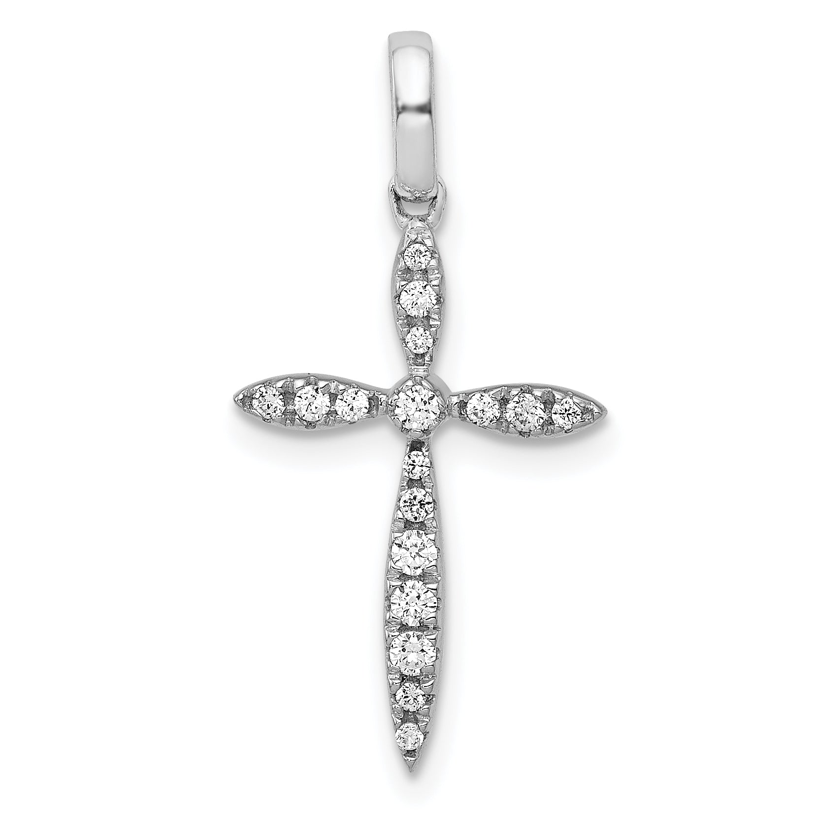 14k White Gold 1/6ct. Diamond Cross Pendant