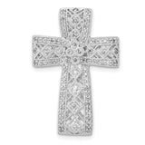 14k White Gold 1/2ct. Diamond Filigree Cross Chain Slide