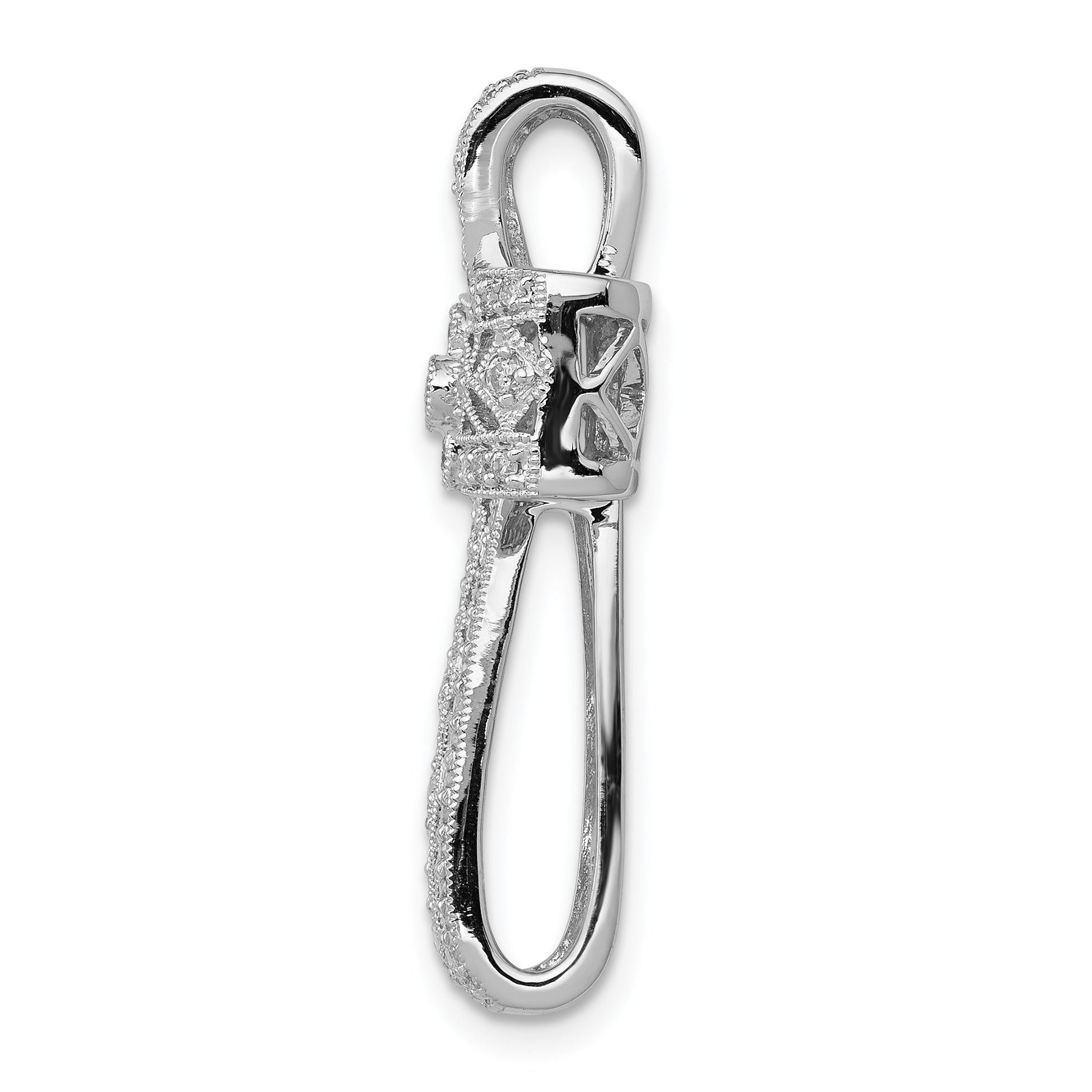 14k White Gold 1/2ct. Diamond Filigree Cross Chain Slide