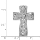 14k White Gold 1/2ct. Diamond Filigree Cross Chain Slide