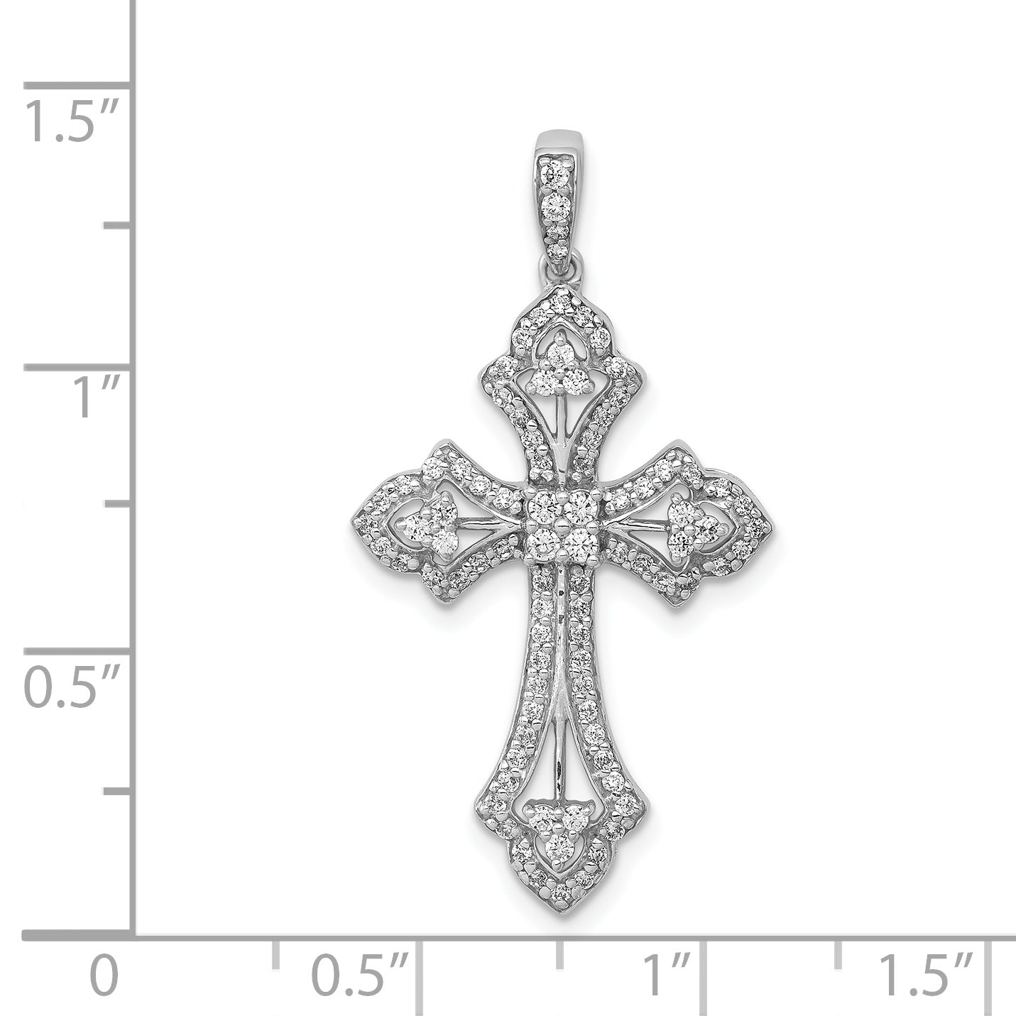 14k White Gold 1/2ct. Diamond Fancy Cross Pendant