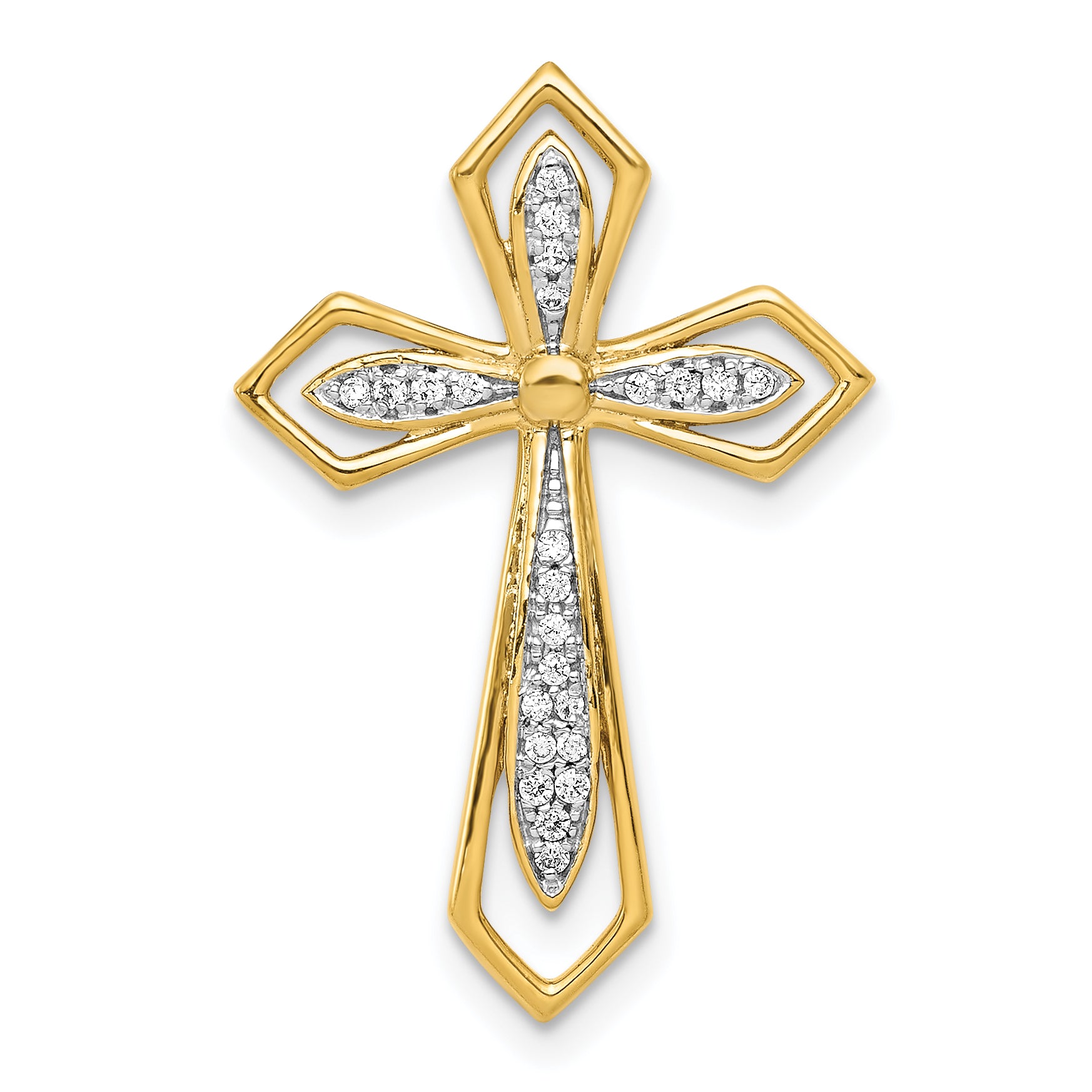 14k 1/15ct. Diamond Cross Chain Slide