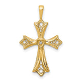 14k AA Diamond Cross w/ Heart Center Pendant