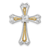 14k Two-Tone 1/3ct. Diamond Cross Chain Slide