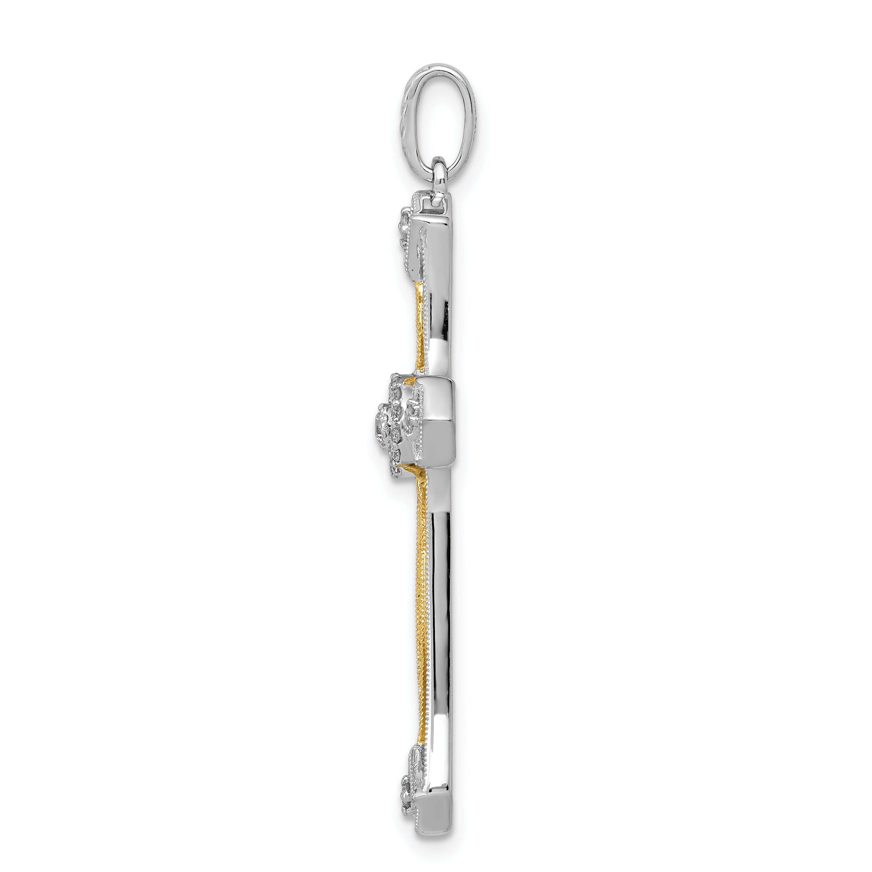 14k Two-tone 1/5ct. Diamond Cross Pendant