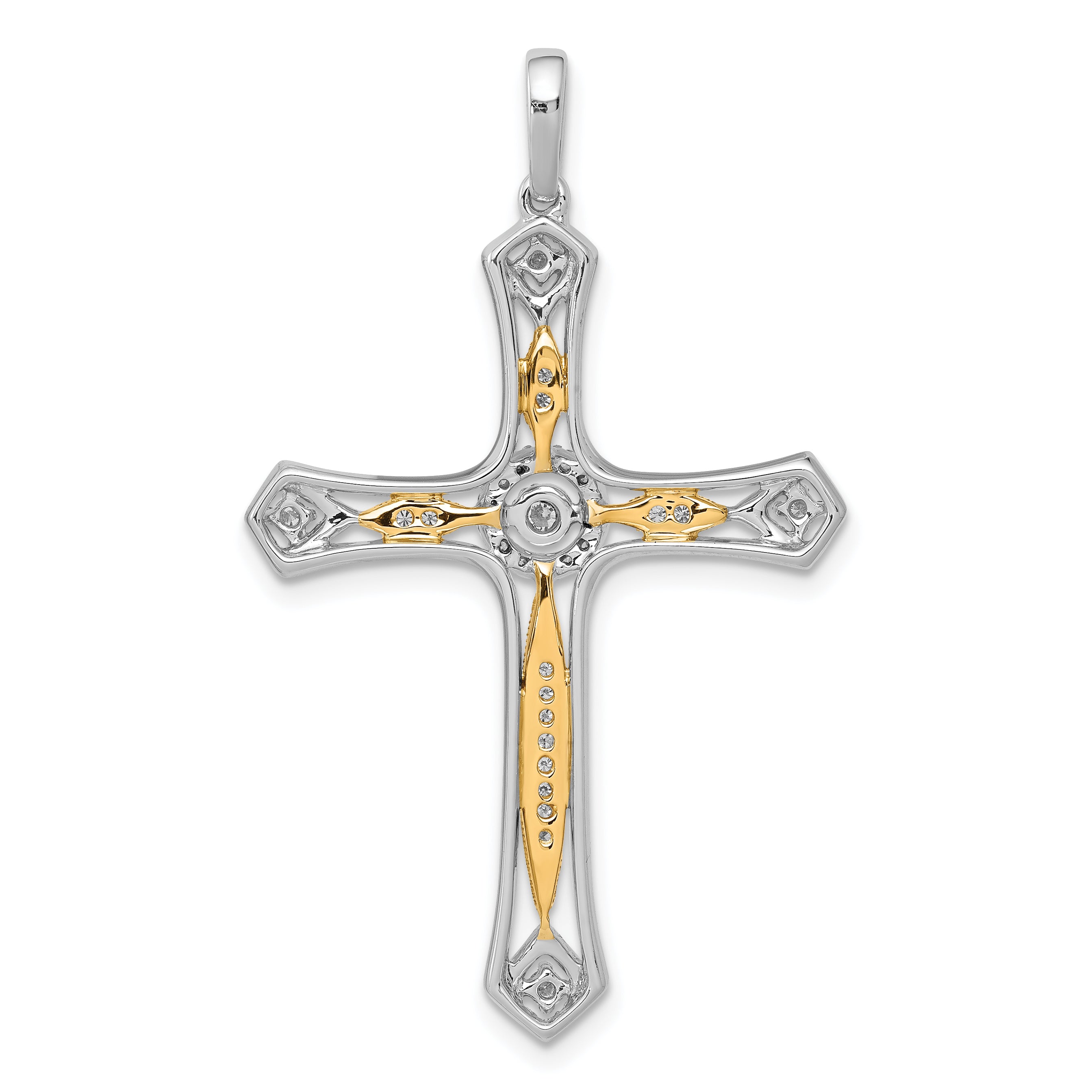 14k Two-tone 1/5ct. Diamond Cross Pendant