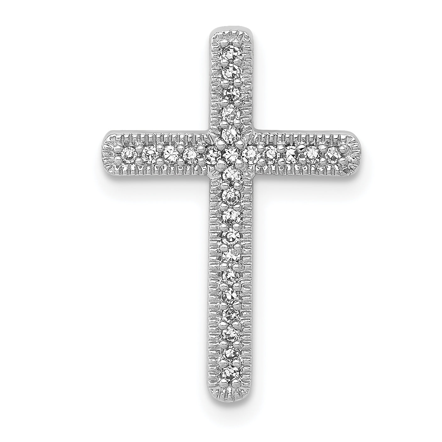 14k White Gold 1/10ct. Diamond Cross Chain Slide