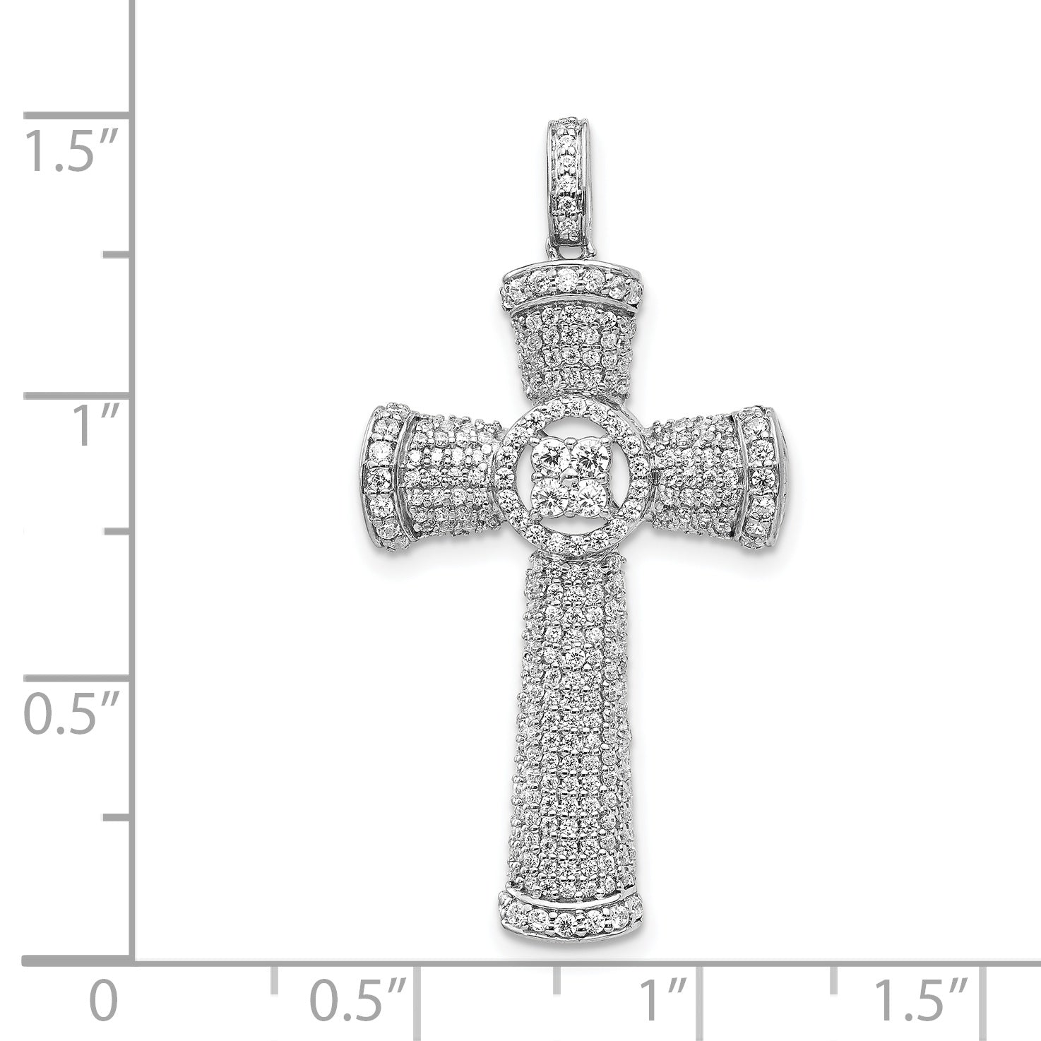 14k White Gold Diamond Cross Pendant