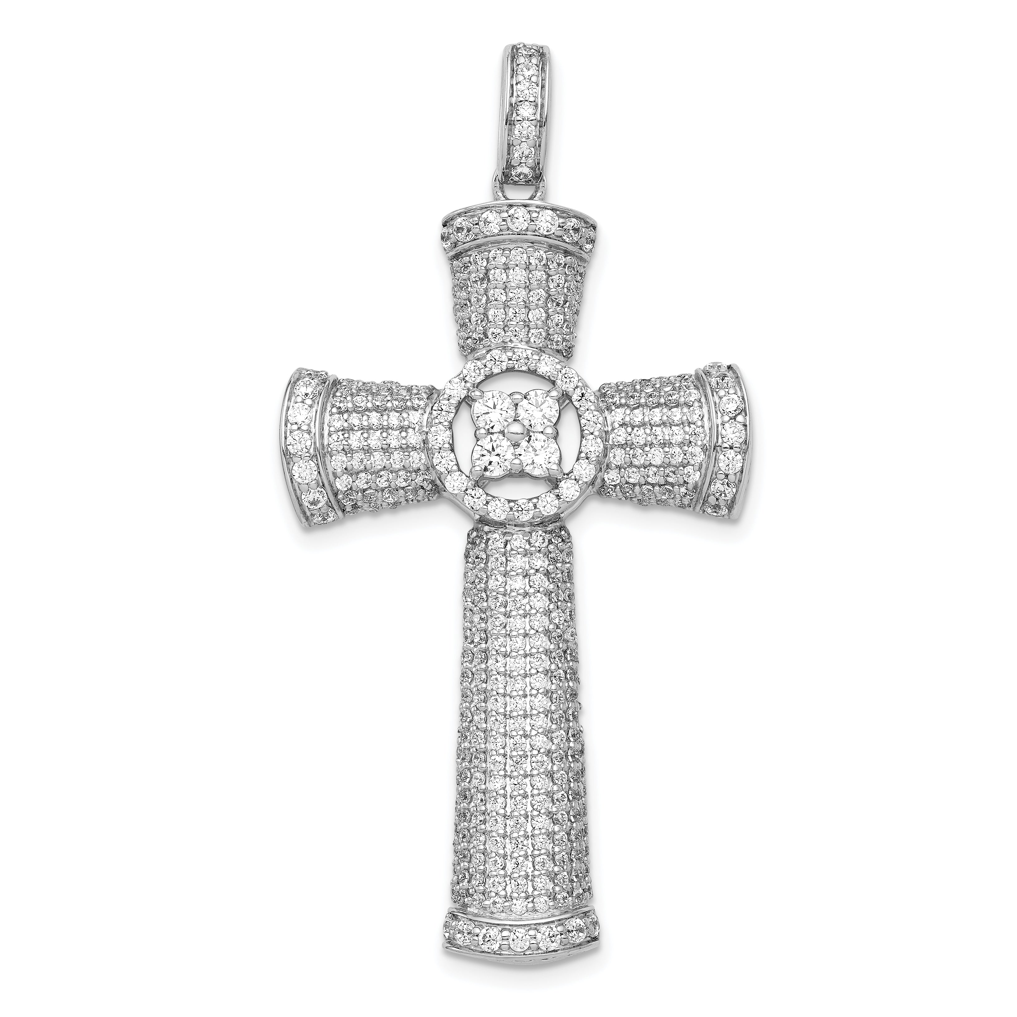14k White Gold Diamond Cross Pendant