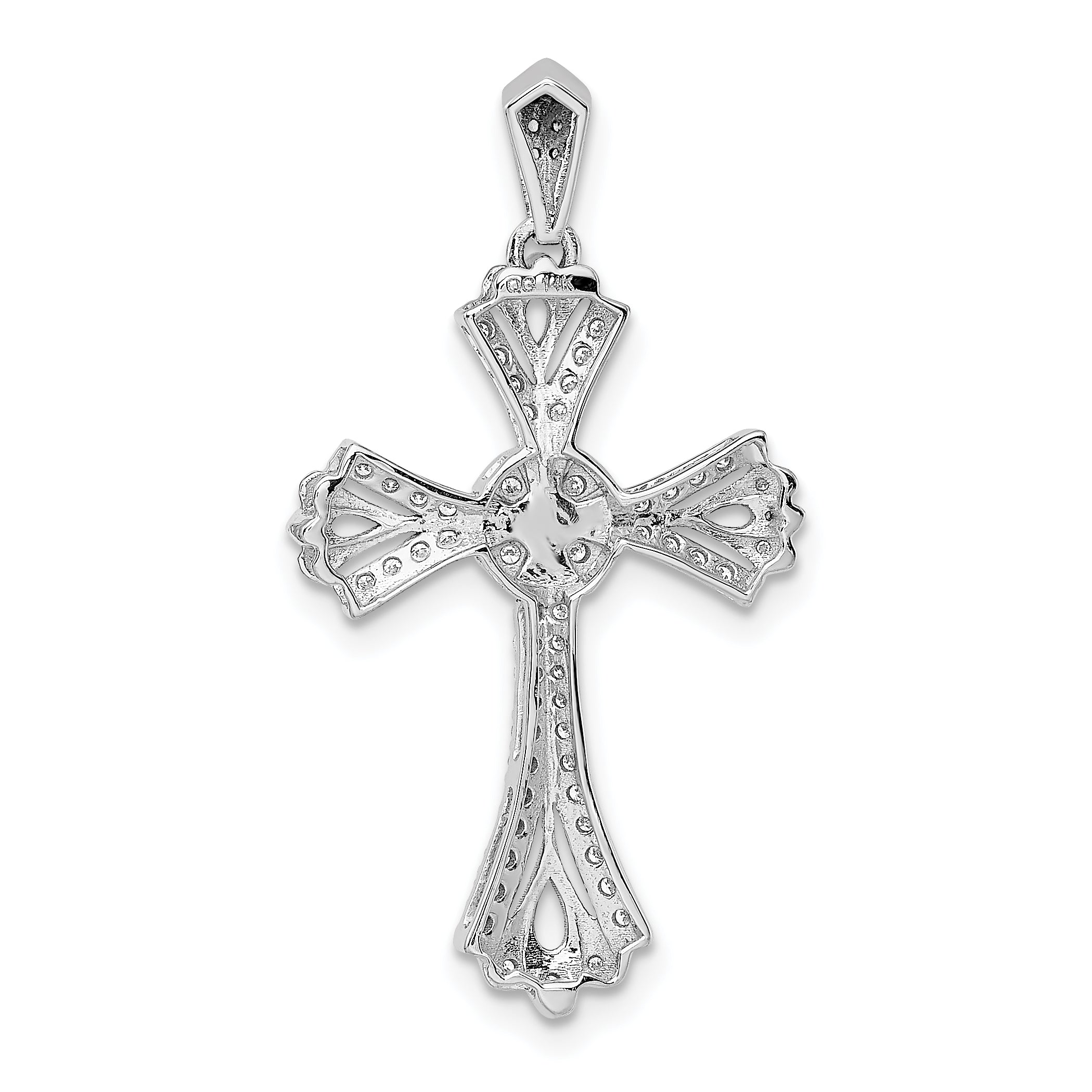 14k White Gold 1/3ct. Diamond Fancy Cross Pendant