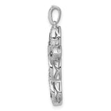 14k White Gold White and Black Diamond Cross Pendant