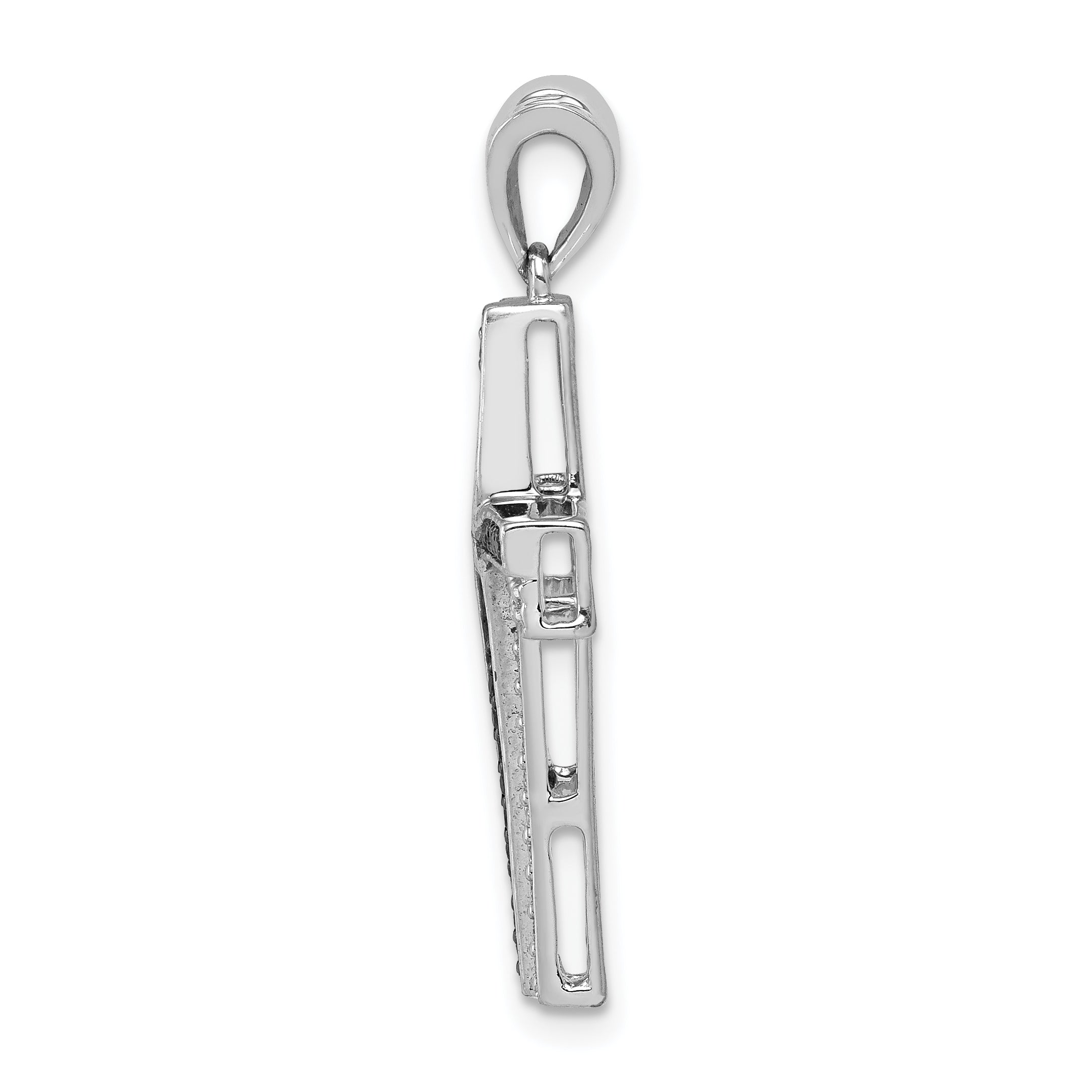 14k White Gold 1/5ct. Black and White Diamond Cross Pendant
