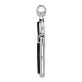 14k White Gold 1/3ct. Diamond and Onyx Cross Pendant