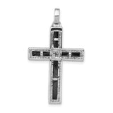 14k White Gold 1/3ct. Diamond and Onyx Cross Pendant