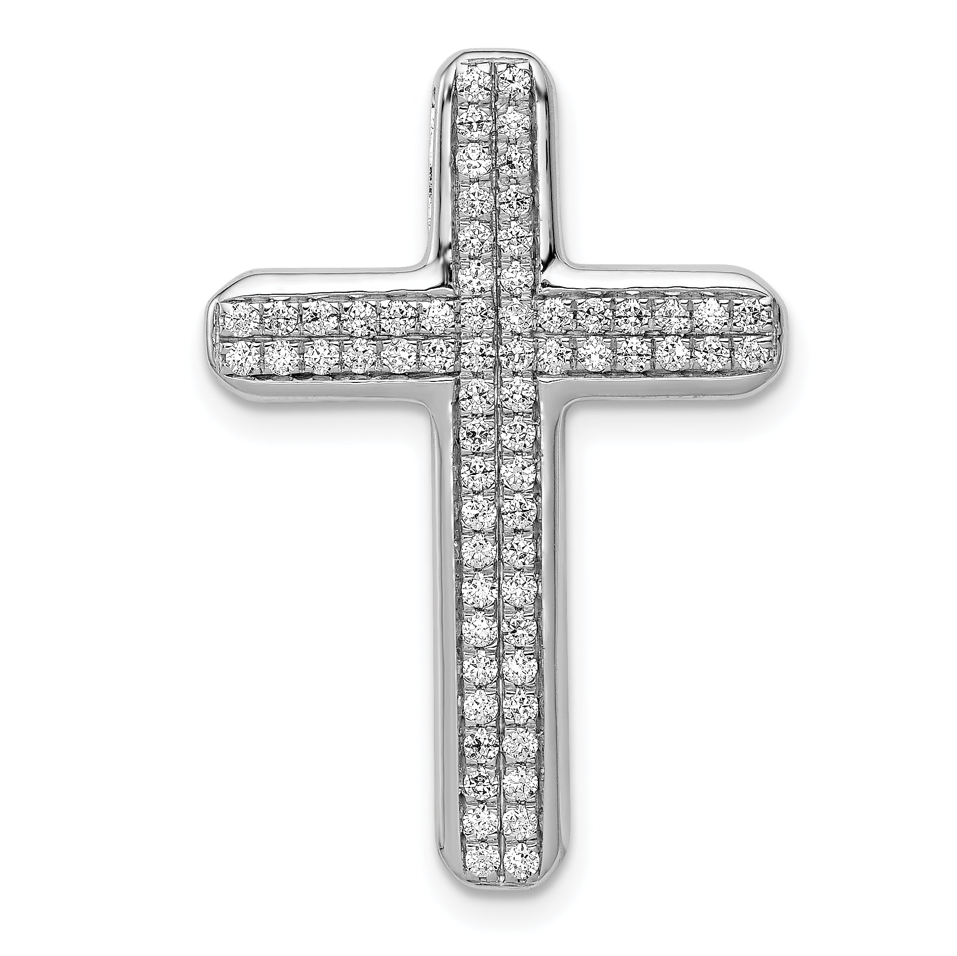 14k White Gold 1/2ct. Diamond Latin Cross Chain Slide