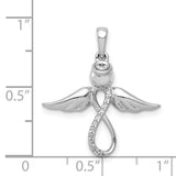 14k White Gold Diamond Infinity Angel Pendant