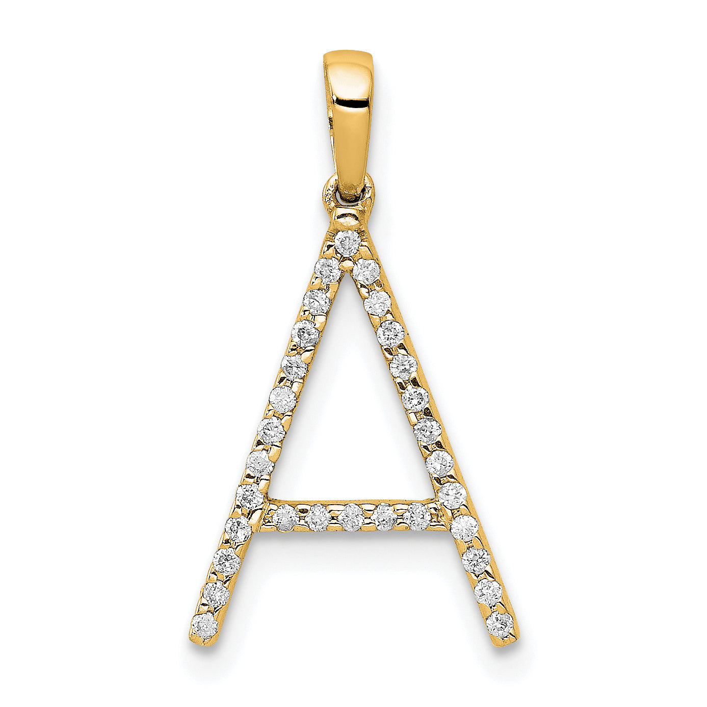 14K Diamond Letter A Initial Pendant