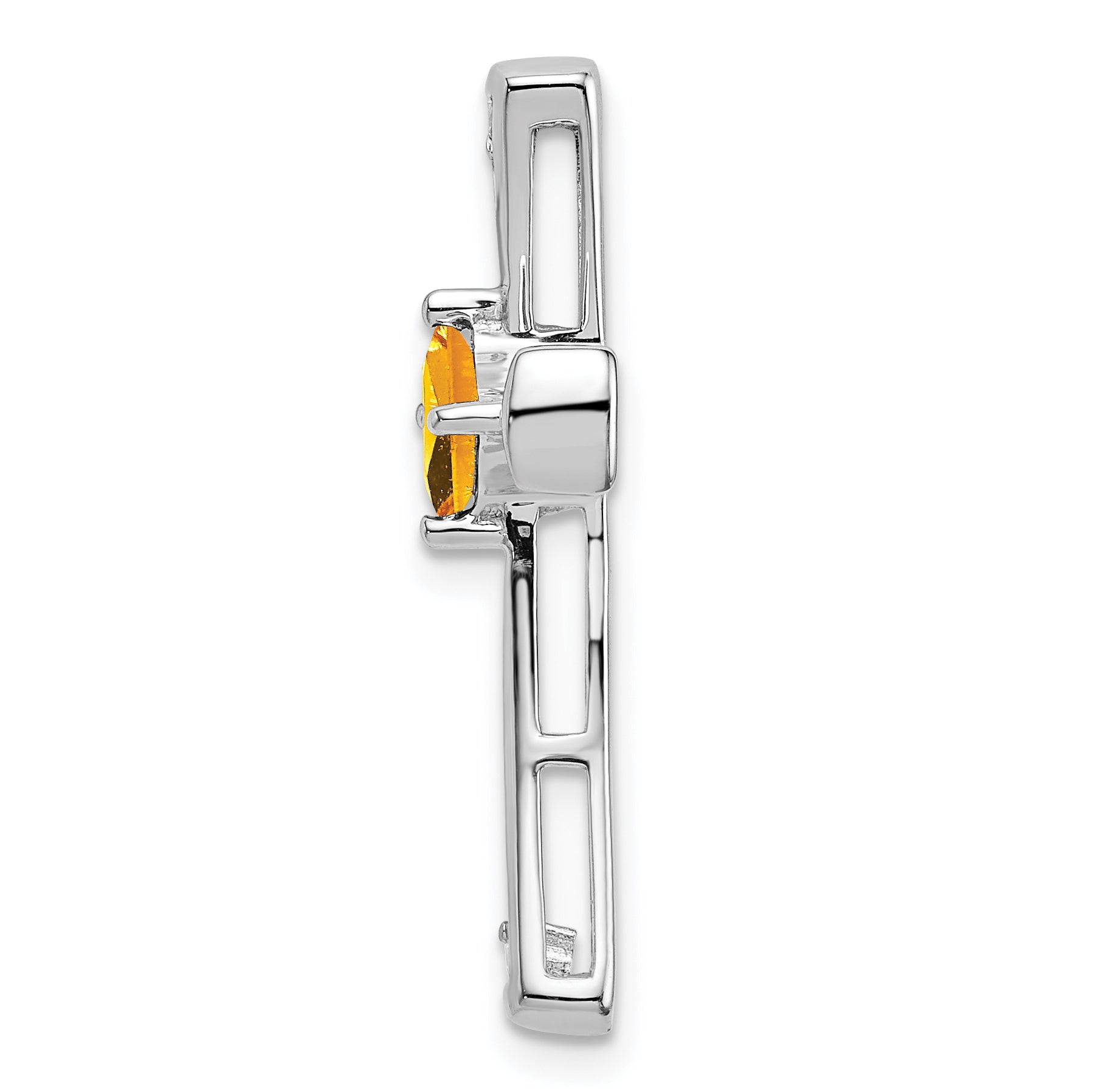 14k White Gold Citrine and Diamond Cross Chain Slide