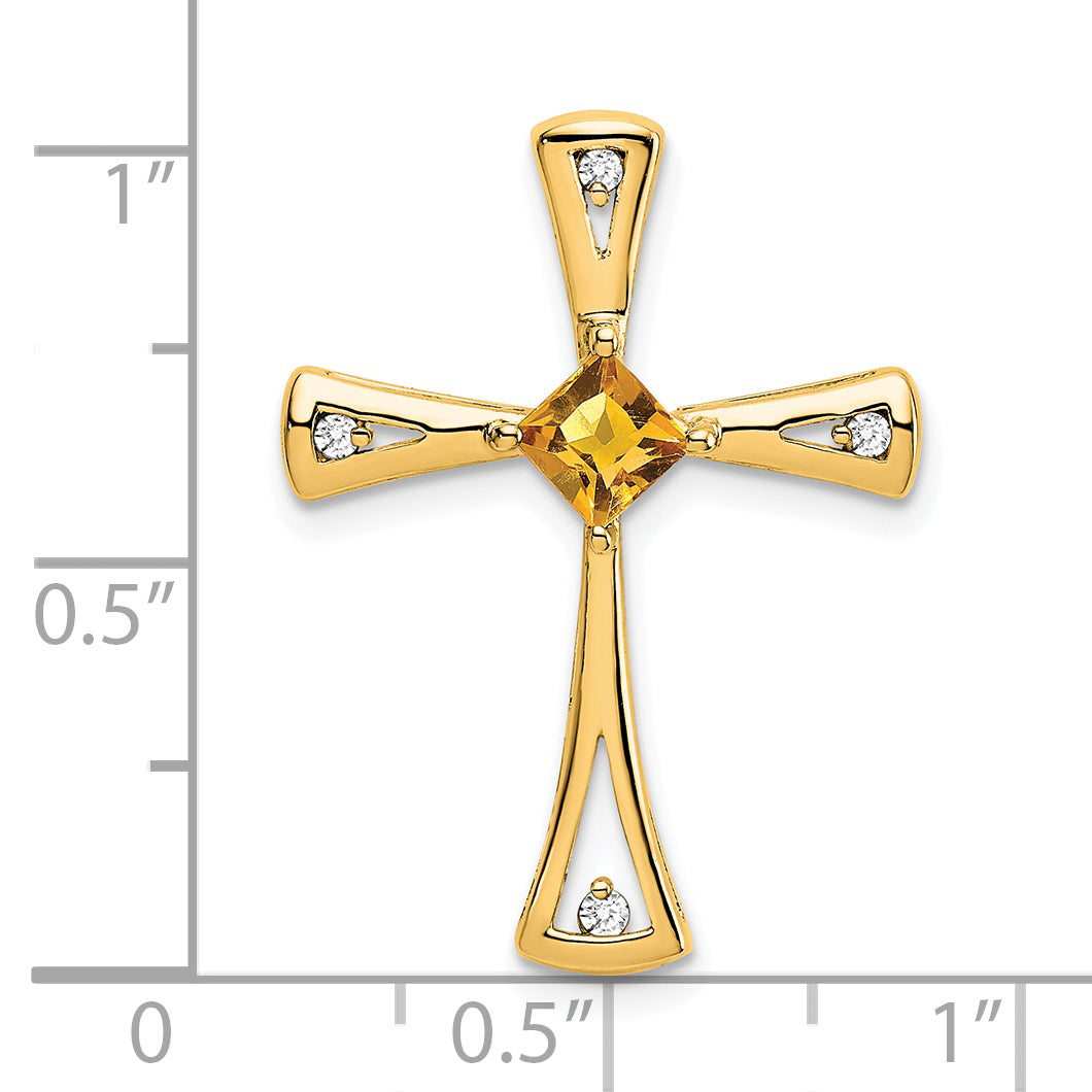 14k Citrine and Diamond Cross Chain Slide
