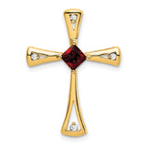 14k Garnet and Diamond Cross Chain Slide