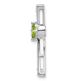 14k White Gold Peridot and Diamond Cross Chain Slide