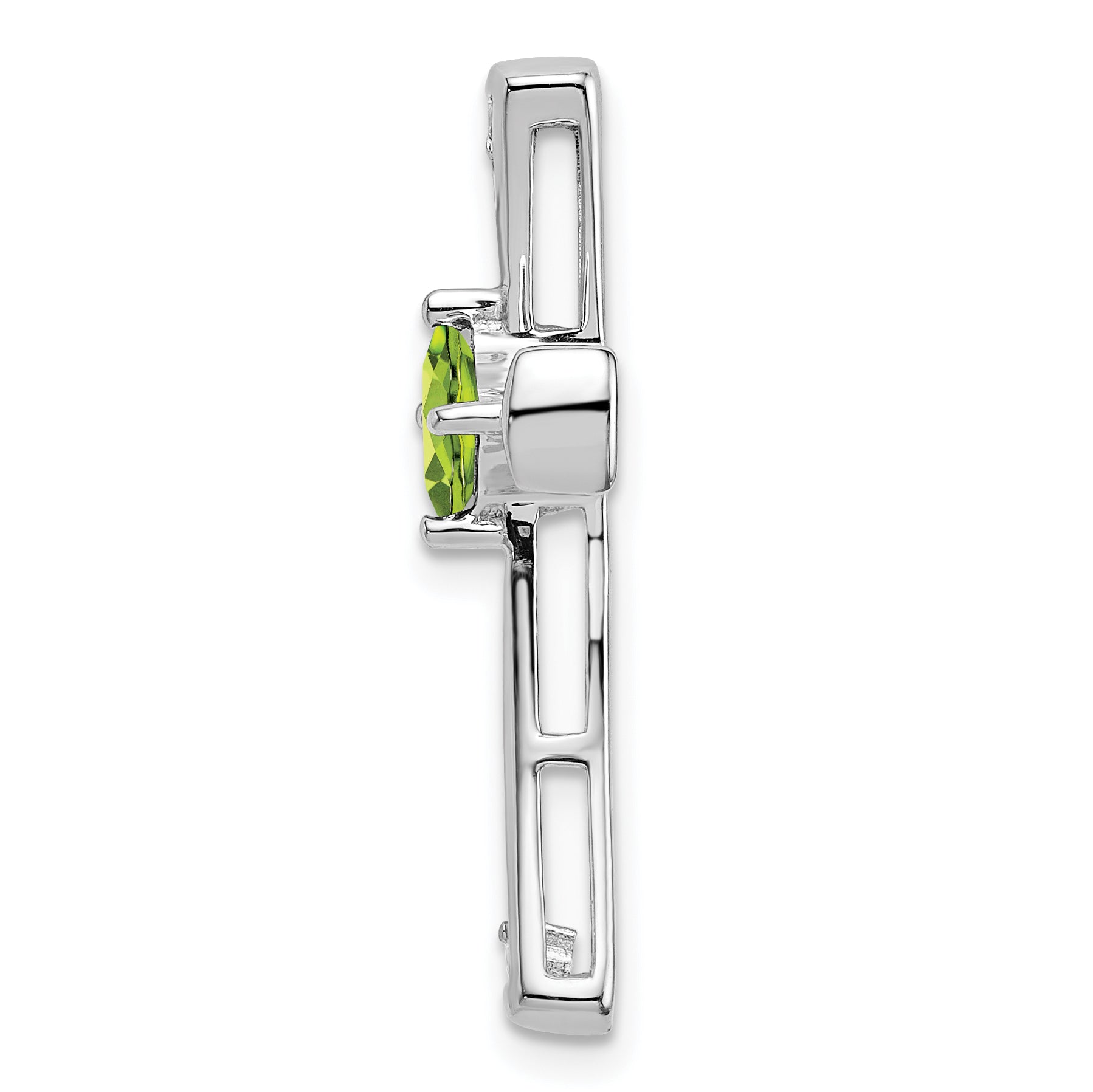 14k White Gold Peridot and Diamond Cross Chain Slide