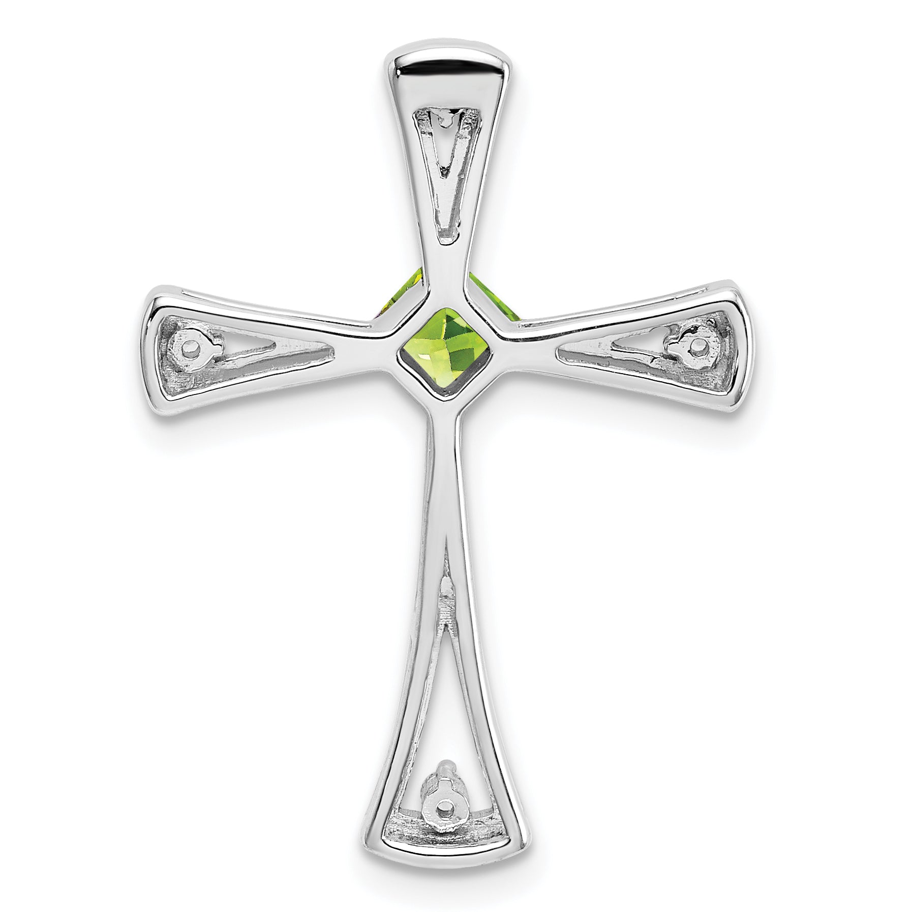 14k White Gold Peridot and Diamond Cross Chain Slide