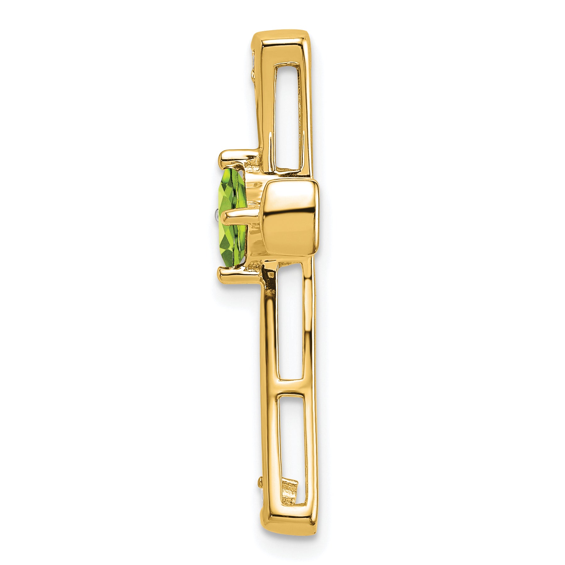 14k Peridot and Diamond Cross Chain Slide