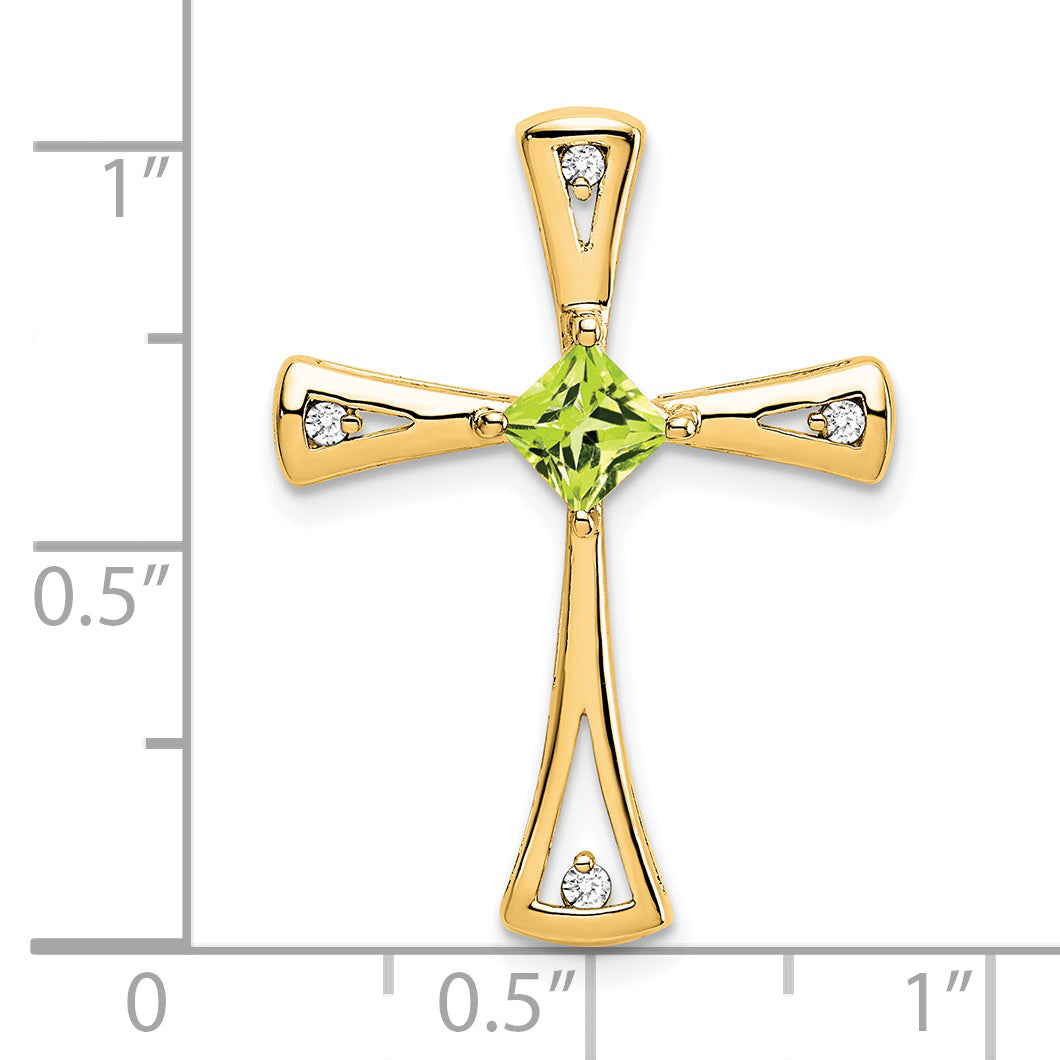 14k Peridot and Diamond Cross Chain Slide
