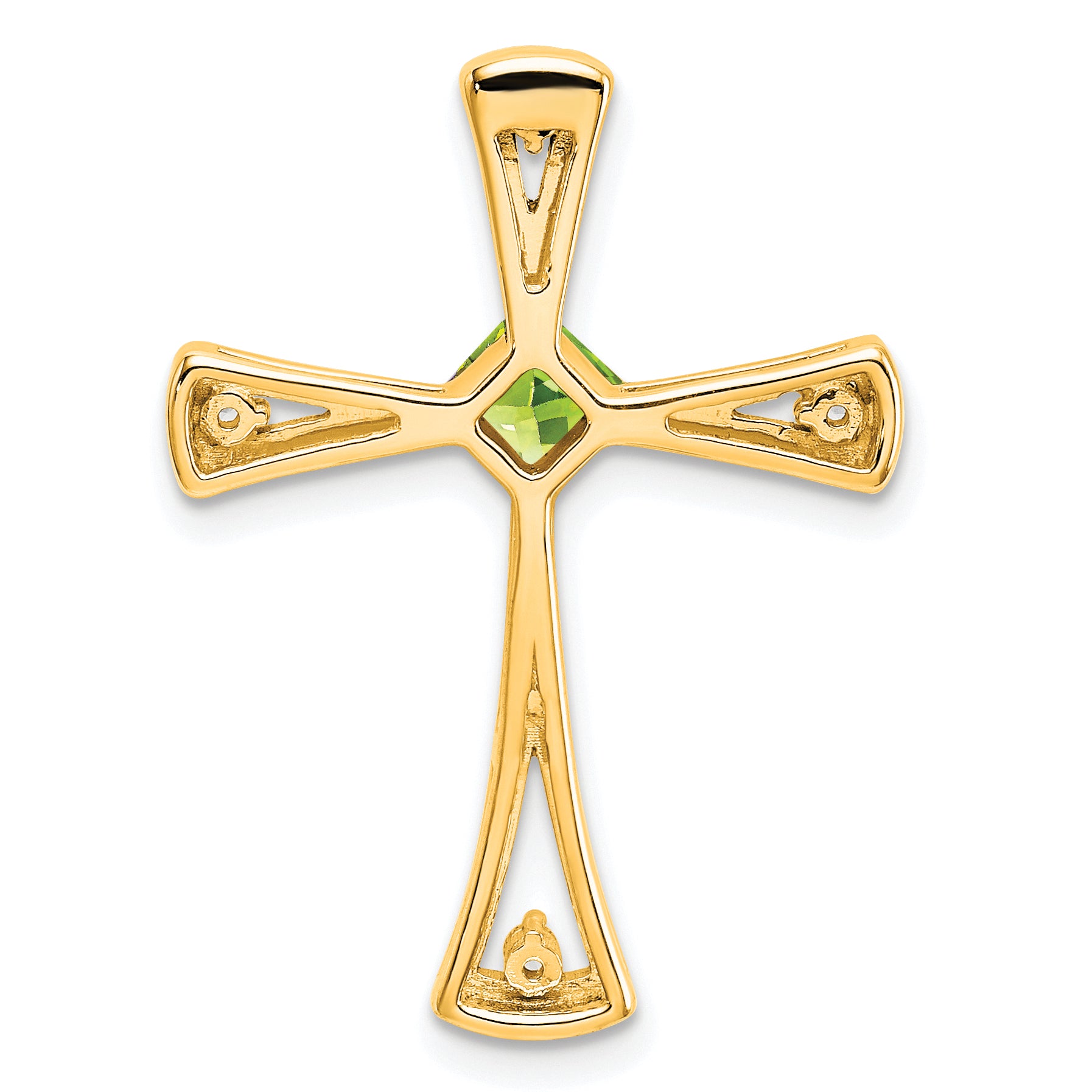 14k Peridot and Diamond Cross Chain Slide