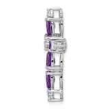 14k White Gold Amethyst and Diamond Cross Chain Slide