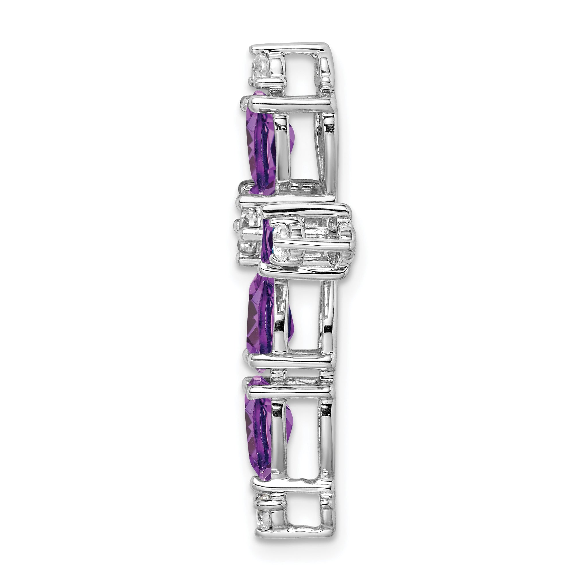 14k White Gold Amethyst and Diamond Cross Chain Slide
